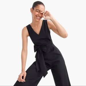 J.Crew Black Wrap-tie Jumpsuit Poplin